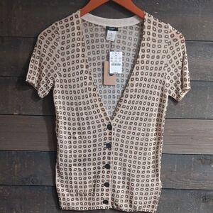 J. Crew Beige and Brown Patterned Cardigan